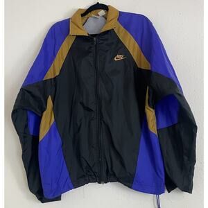 Vintage Nike Colorblock Black Purple Yellow Unisex Full Zip Windbreaker Jacket M